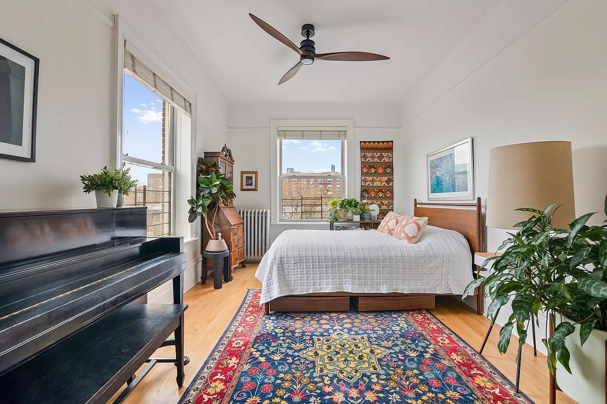 primary bedroom with piano in Windsor Terrace 2-bedroom co-op