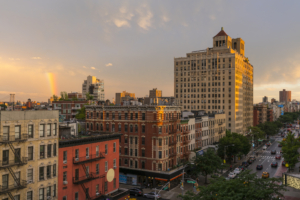 aerial view of buildings in the East Village