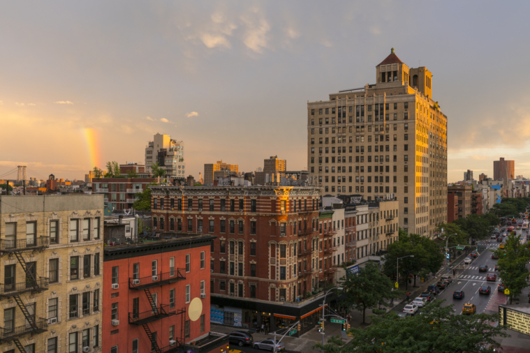 aerial view of buildings in the East Village