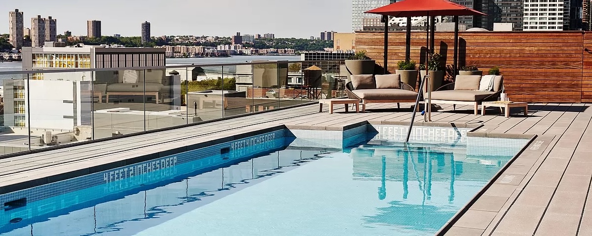 rooftop pool in Hell's Kitchen - NYC homes with pool access