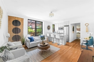 living room and kitchen in charming Chelsea homes