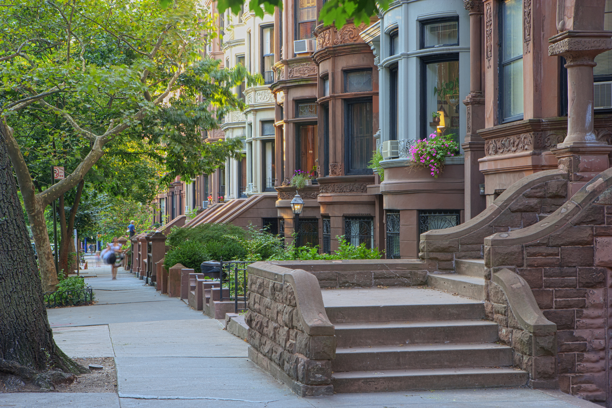 row of brownstones in Park Slope, Brooklyn