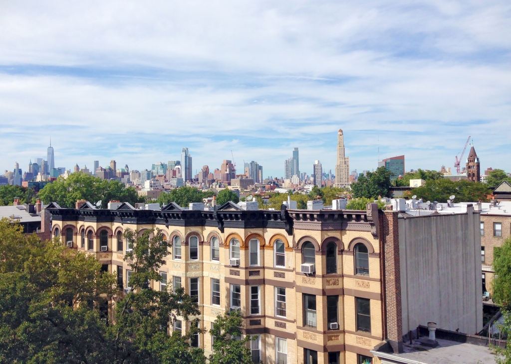 Park Slope with city skyline in the background