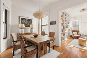 dining room and built-in bookshelves in Manhattan Valley 2-bedroom