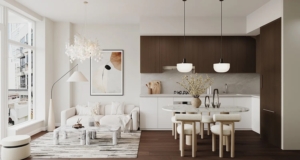 living room, dining room and kitchen in Long Island City - homes in NYC new developments