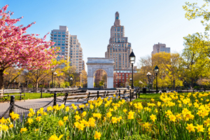 Spring in NYC's Washington Square Park - buying a home in the spring