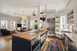 kitchen and living room in Brooklyn Heights 2-bedroom co-op