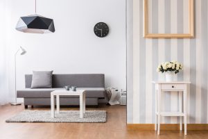 photo of a stylish apartment interior with wallpaper