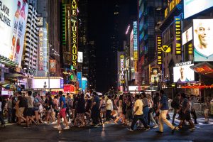 image of NYC theater district