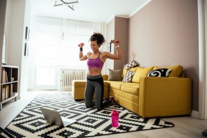 image of working out at home in an nyc apartment