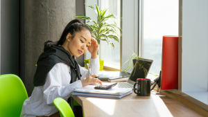 Woman making calculations