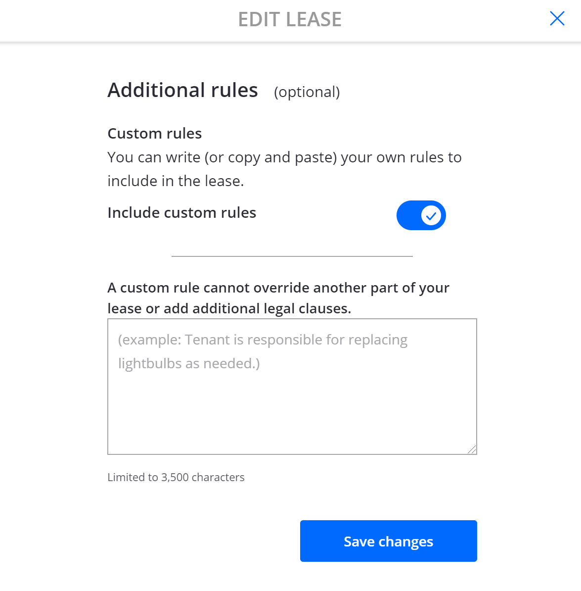 Writing custom rules on a rental lease agreement when using Zillow Rental Manager.