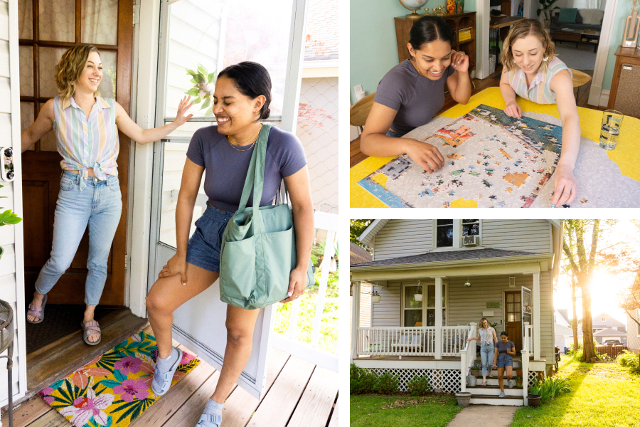 Renting out a room can lead to financial comfort and community for homeowners. Images of two women sharing a home in the St. Louis area.